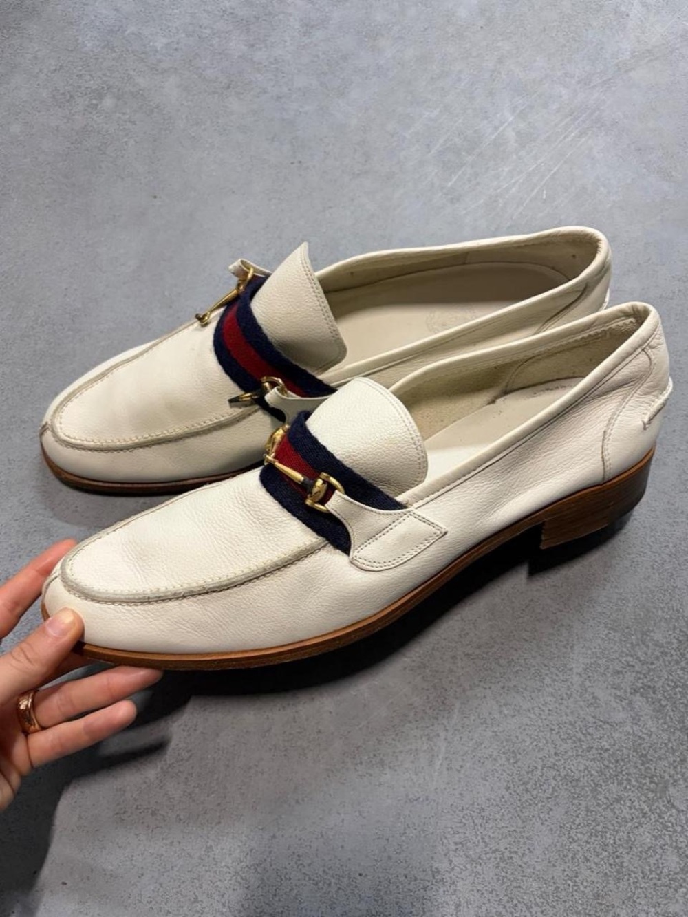 Men's ivory Leather Bit old money preppy going out sleek Loafers size 11.5